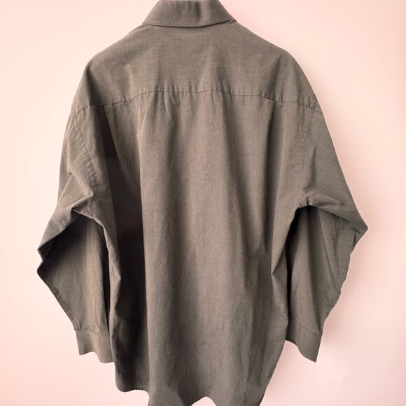 Christian Dior Cotton Blend Long Sleeve Dress Shirt Dark Olive - Picture 6 of 7